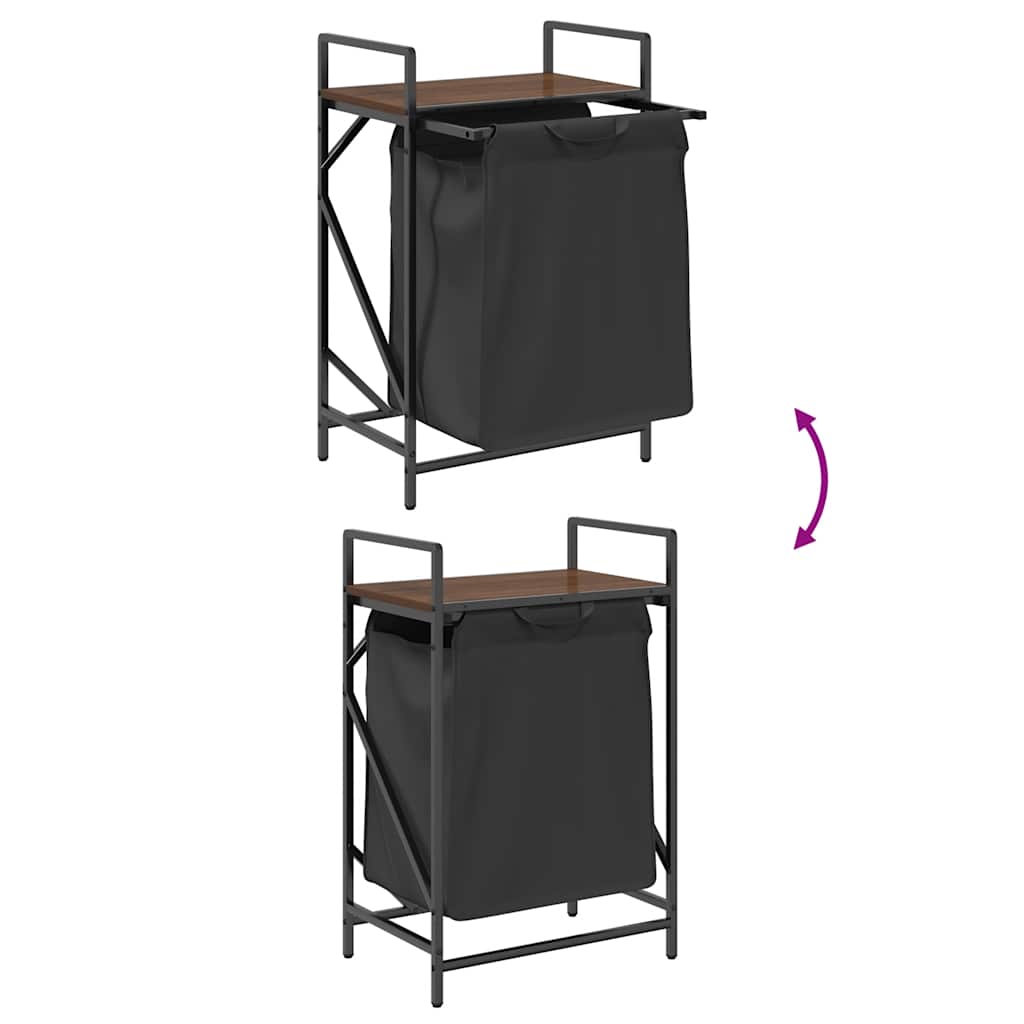 Cesto della Biancheria 1 Scomparto con Ripiano Rovere Marrone 859074