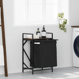 vidaXL Cesto della Biancheria 1 Scomparto con Ripiano Rovere Marrone