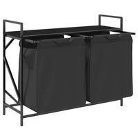 Cesto della Biancheria 2 Scomparti con Ripiano in Rovere Nero 859075