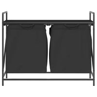 vidaXL Cesto della Biancheria 2 Scomparti con Ripiano in Rovere Nero