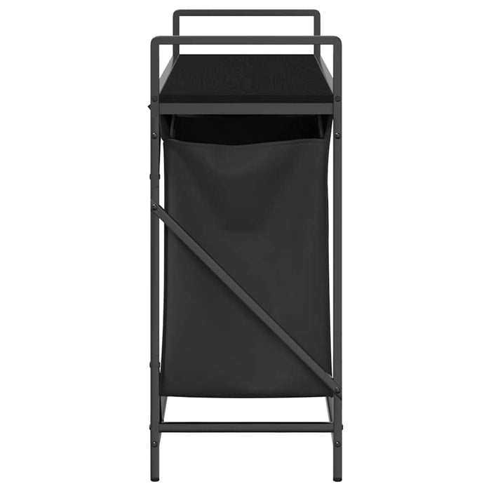 Cesto della Biancheria 2 Scomparti con Ripiano in Rovere Nero 859075