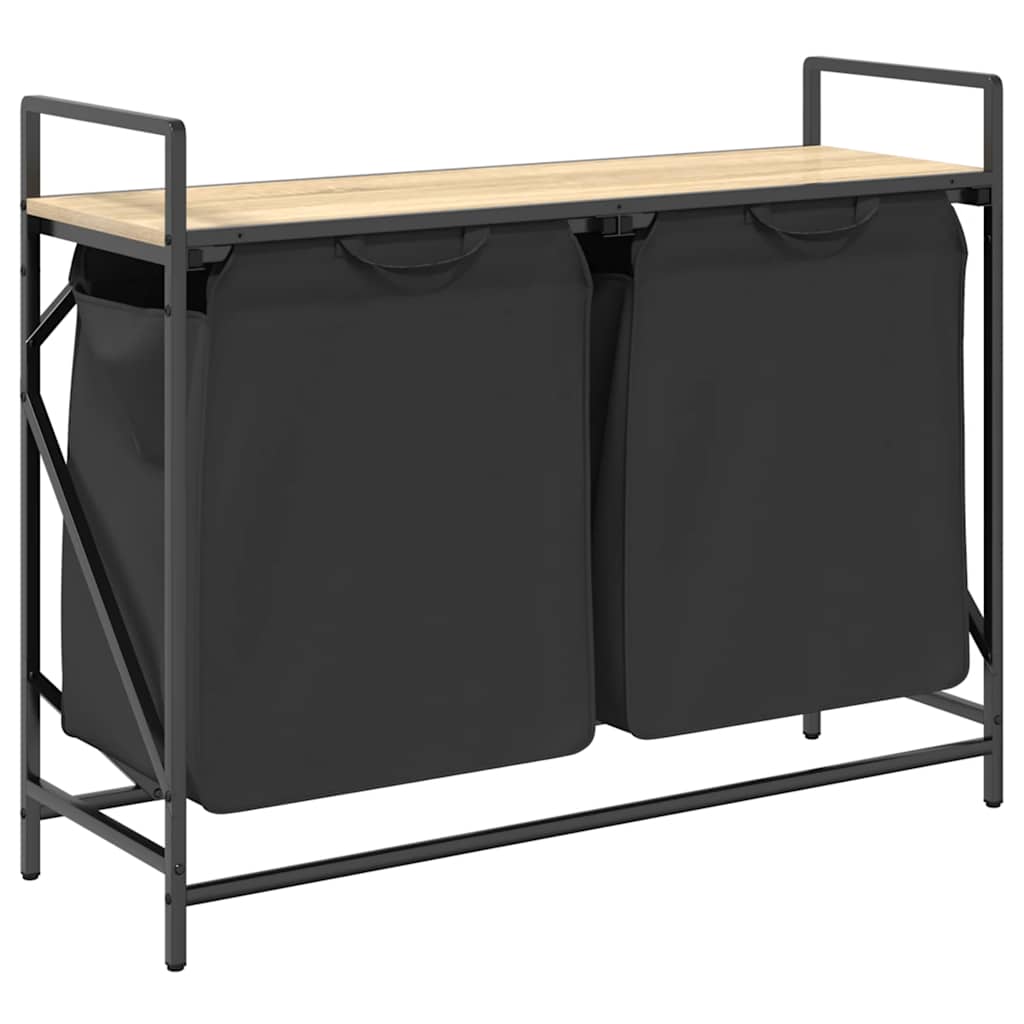 Cesto della Biancheria 2 Scomparti con Ripiano Rovere Sonoma 859076