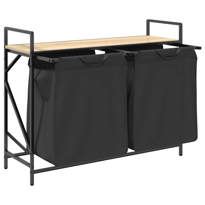 Cesto della Biancheria 2 Scomparti con Ripiano Rovere Sonoma 859076