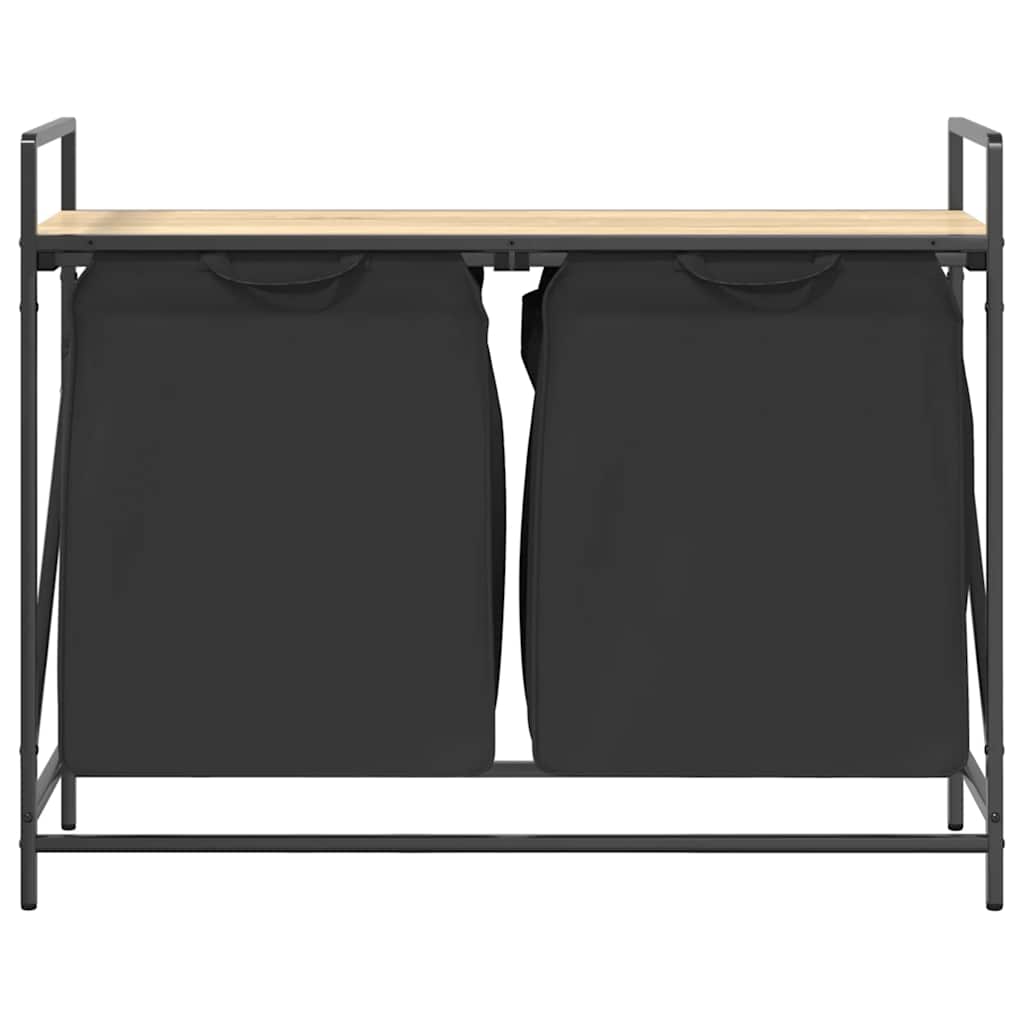 vidaXL Cesto della Biancheria 2 Scomparti con Ripiano Rovere Sonoma