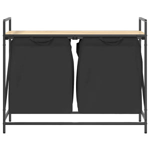 vidaXL Cesto della Biancheria 2 Scomparti con Ripiano Rovere Sonoma