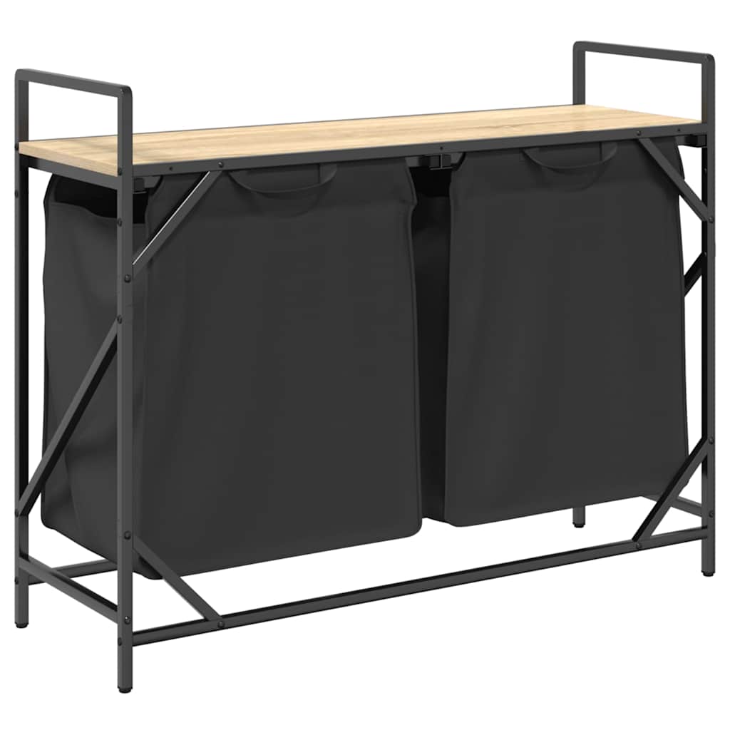 vidaXL Cesto della Biancheria 2 Scomparti con Ripiano Rovere Sonoma