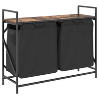 Cesto Portabiancheria 2 Scomparti con Ripiano Rovere Fumo 859077