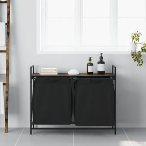 vidaXL Cesto Portabiancheria 2 Scomparti con Ripiano Rovere Fumo