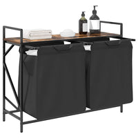 Cesto Portabiancheria 2 Scomparti con Ripiano Rovere Fumo 859077