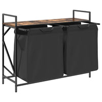 Cesto Portabiancheria 2 Scomparti con Ripiano Rovere Fumo 859077