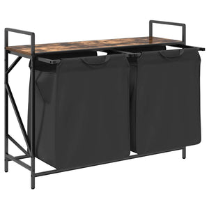 Cesto Portabiancheria 2 Scomparti con Ripiano Rovere Fumo 859077