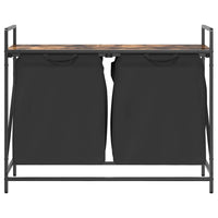 Cesto Portabiancheria 2 Scomparti con Ripiano Rovere Fumo 859077