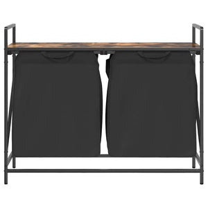 Cesto Portabiancheria 2 Scomparti con Ripiano Rovere Fumo 859077