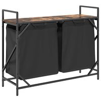 Cesto Portabiancheria 2 Scomparti con Ripiano Rovere Fumo 859077