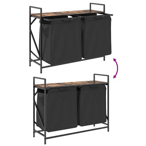 Cesto Portabiancheria 2 Scomparti con Ripiano Rovere Fumo 859077