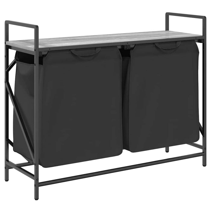 Cesto della Biancheria 2 Scomparti con Ripiano Grigio Sonoma 859078