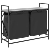 Cesto della Biancheria 2 Scomparti con Ripiano Grigio Sonoma