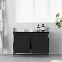 Cesto della Biancheria 2 Scomparti con Ripiano Grigio Sonoma 859078