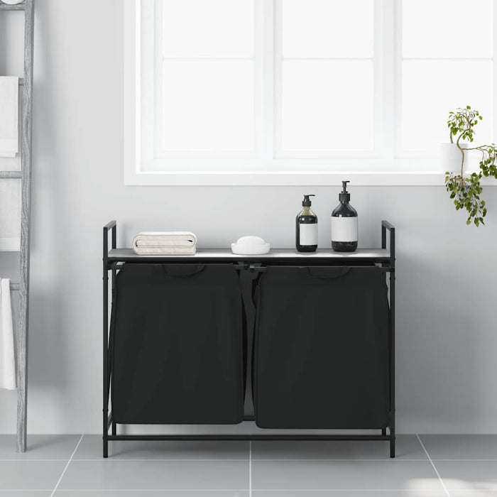 Cesto della Biancheria 2 Scomparti con Ripiano Grigio Sonoma 859078