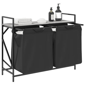 Cesto della Biancheria 2 Scomparti con Ripiano Grigio Sonoma 859078