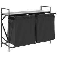 Cesto della Biancheria 2 Scomparti con Ripiano Grigio Sonoma