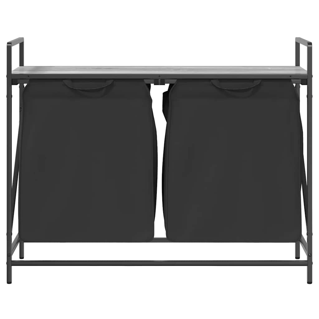 Cesto della Biancheria 2 Scomparti con Ripiano Grigio Sonoma 859078