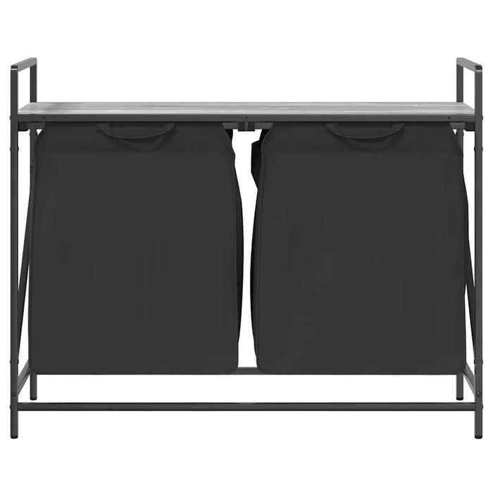 Cesto della Biancheria 2 Scomparti con Ripiano Grigio Sonoma 859078