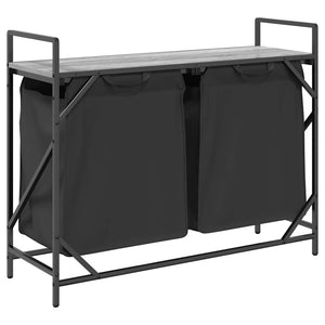 Cesto della Biancheria 2 Scomparti con Ripiano Grigio Sonoma 859078