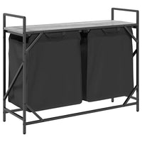 Cesto della Biancheria 2 Scomparti con Ripiano Grigio Sonoma