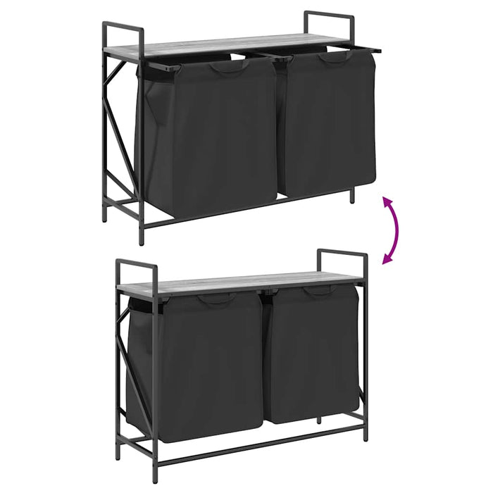 Cesto della Biancheria 2 Scomparti con Ripiano Grigio Sonoma 859078