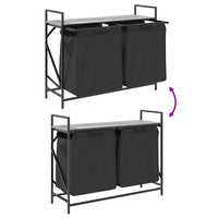 Cesto della Biancheria 2 Scomparti con Ripiano Grigio Sonoma