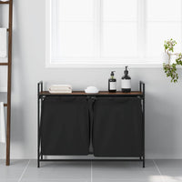 Cesto della Biancheria 2 Scomparti con Ripiano Rovere Marrone 859079