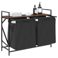 Cesto della Biancheria 2 Scomparti con Ripiano Rovere Marrone 859079