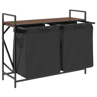 Cesto della Biancheria 2 Scomparti con Ripiano Rovere Marrone 859079