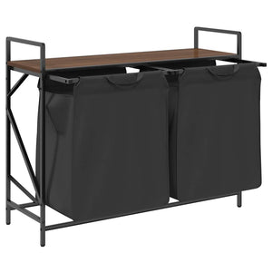 Cesto della Biancheria 2 Scomparti con Ripiano Rovere Marrone 859079