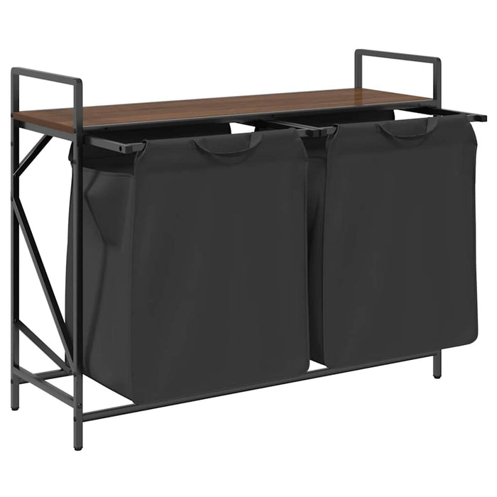 Cesto della Biancheria 2 Scomparti con Ripiano Rovere Marrone 859079