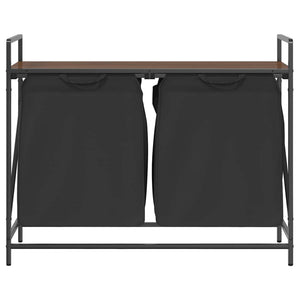 Cesto della Biancheria 2 Scomparti con Ripiano Rovere Marrone 859079