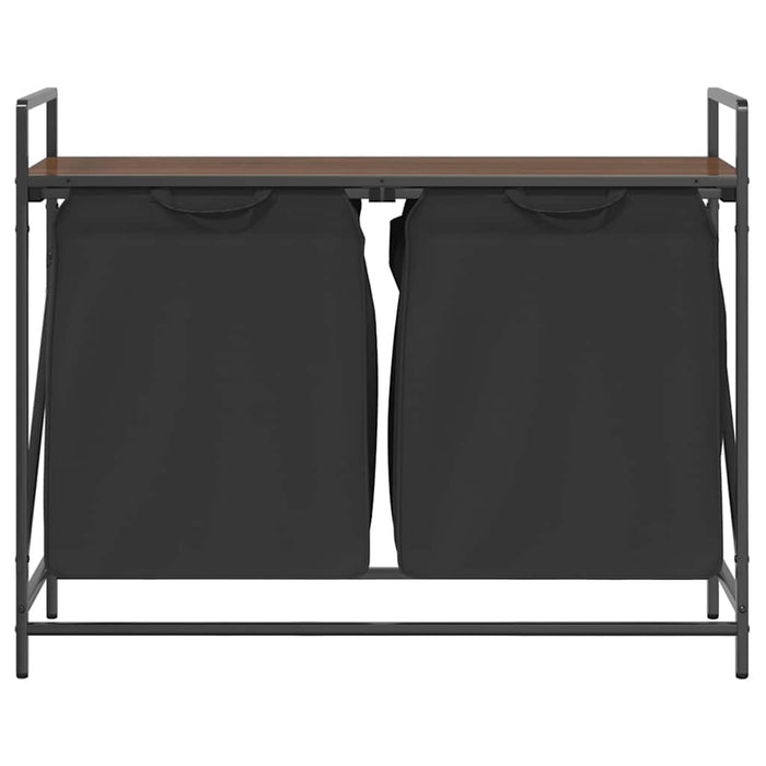 Cesto della Biancheria 2 Scomparti con Ripiano Rovere Marrone 859079