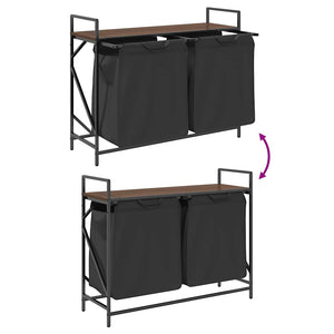 Cesto della Biancheria 2 Scomparti con Ripiano Rovere Marrone 859079