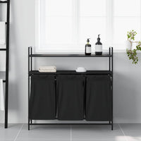 Cesto Portabiancheria 3 Scomparti con Ripiani Rovere Nero 859080