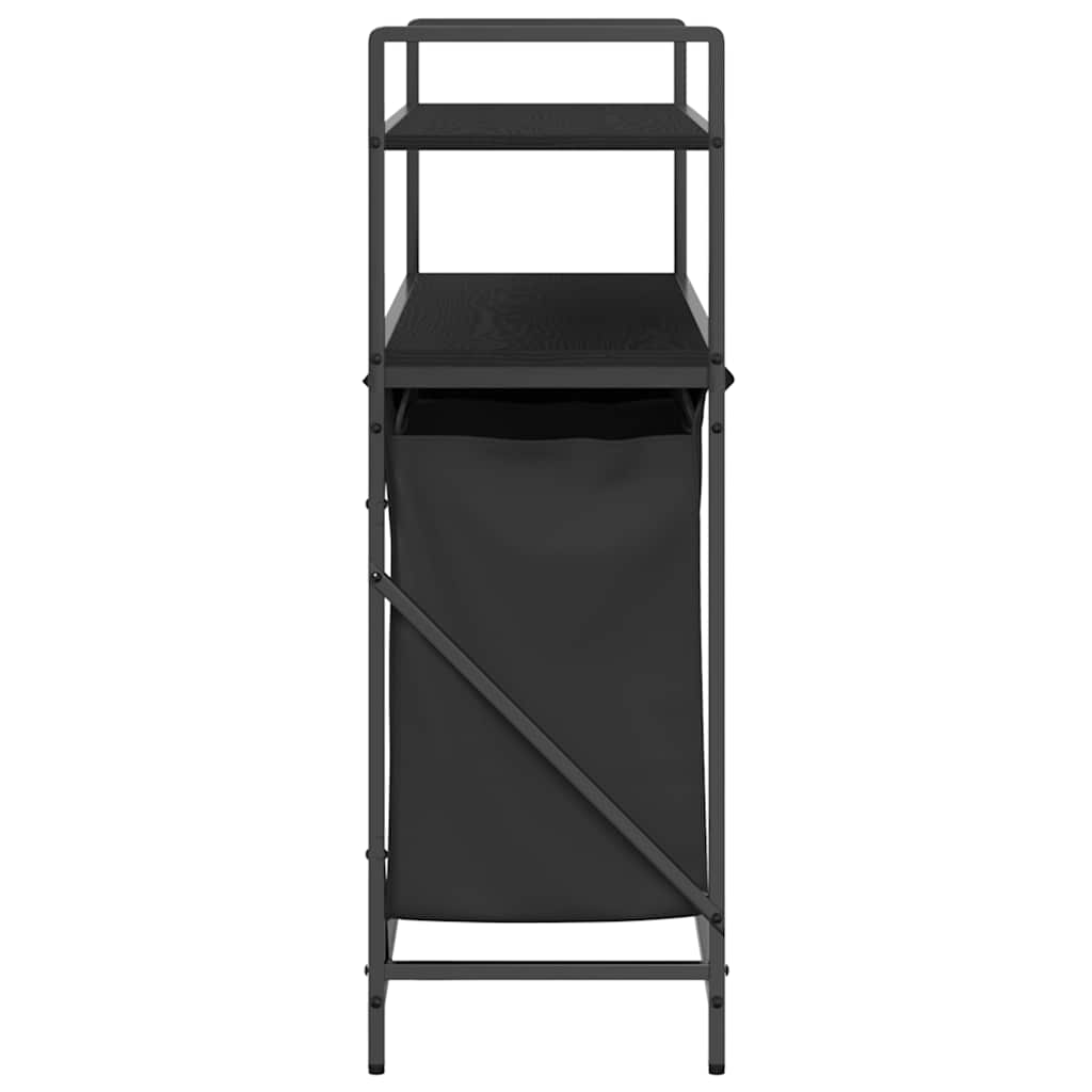 Cesto Portabiancheria 3 Scomparti con Ripiani Rovere Nero 859080