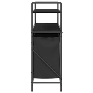 Cesto Portabiancheria 3 Scomparti con Ripiani Rovere Nero 859080