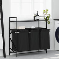 vidaXL Cesto Portabiancheria 3 Scomparti con Ripiani Rovere Nero