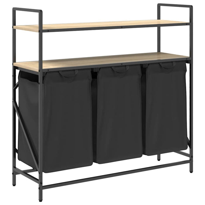 Cesto Portabiancheria 3 Scomparti con Ripiani Rovere Sonoma 859081