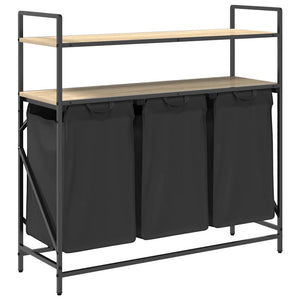 vidaXL Cesto Portabiancheria 3 Scomparti con Ripiani Rovere Sonoma