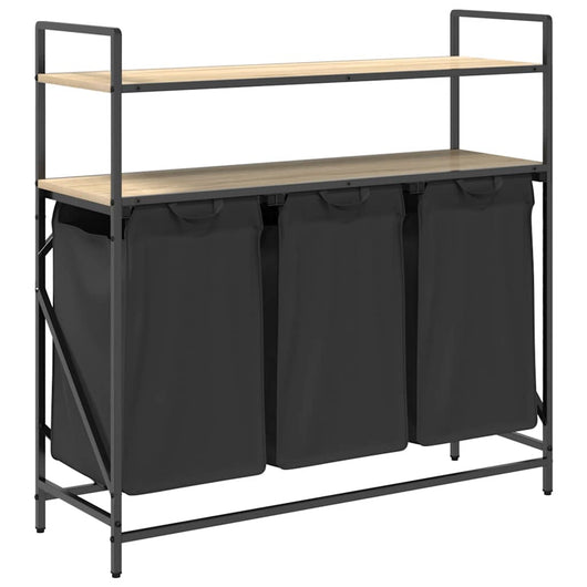 vidaXL Cesto Portabiancheria 3 Scomparti con Ripiani Rovere Sonoma