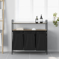 Cesto Portabiancheria 3 Scomparti con Ripiani Rovere Sonoma 859081