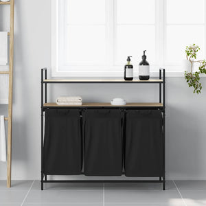 Cesto Portabiancheria 3 Scomparti con Ripiani Rovere Sonoma 859081