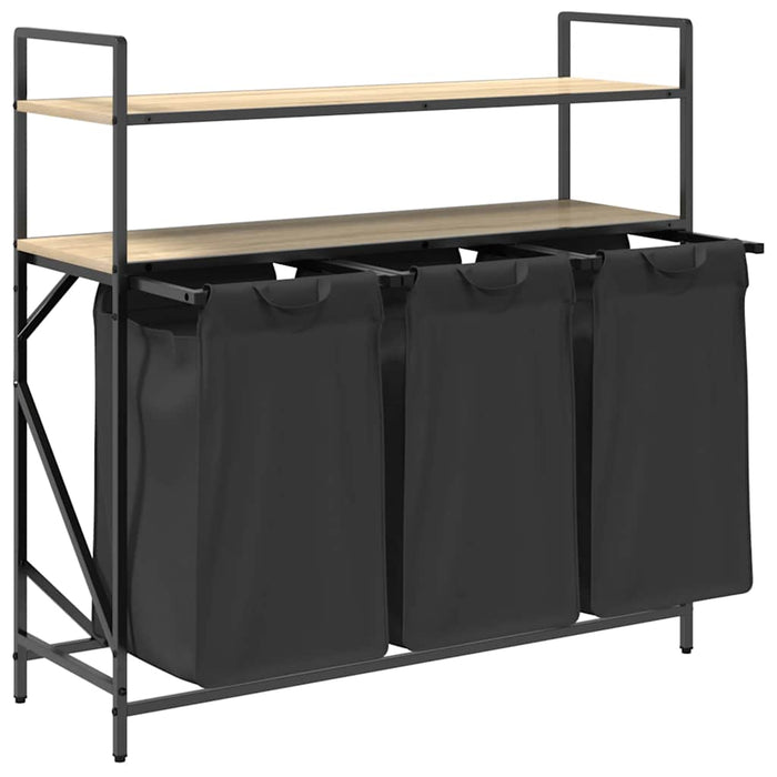 Cesto Portabiancheria 3 Scomparti con Ripiani Rovere Sonoma 859081