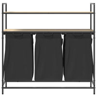 Cesto Portabiancheria 3 Scomparti con Ripiani Rovere Sonoma 859081